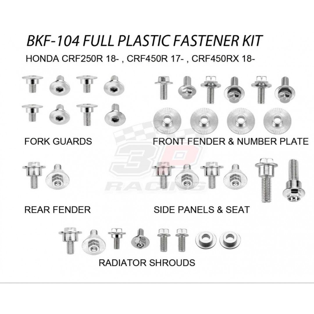 Accel πλήρες κιτ βίδες για πλαστικά AC-BKF-104 Honda CRF 250R 2018-2022, CRF 450R 2017-2022, CRF 450RX 2018-2022