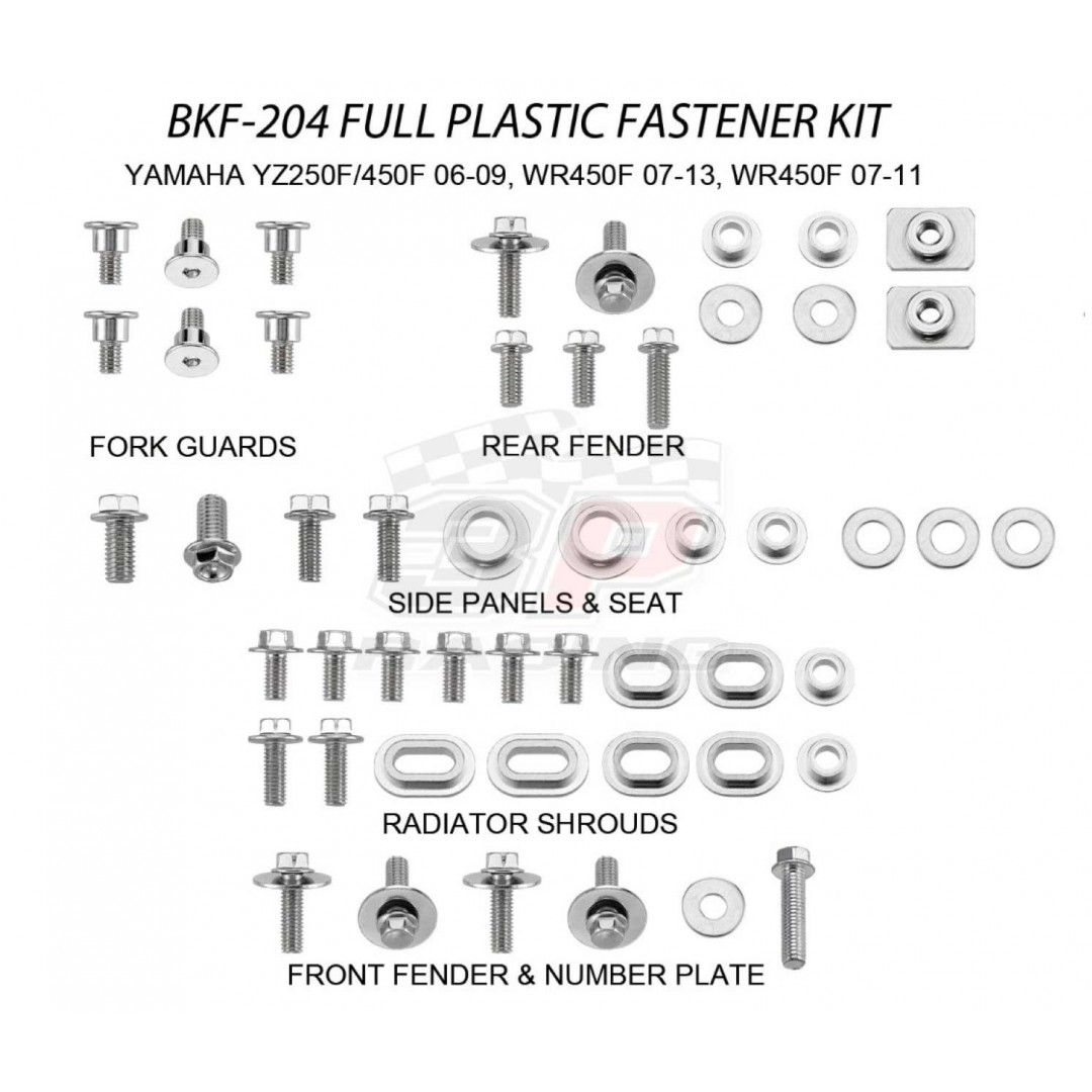 Accel πλήρες κιτ βίδες για πλαστικά AC-BKF-204 Yamaha YZF 250, YZF 450 2006-2009, WRF 250 2007-2013, WRF 450 2007-2011