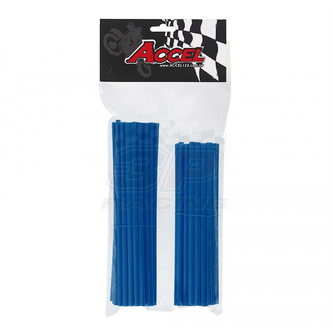Give your bike a refreshing stylish look with this coloured Blue wheel spoke skin set ! Includes 38pieces of 8.5" length skins and 38pieces of 7.5" length skins. For 18"-21" rims. Wheel spoke colored wraps, covers, sleeves, coats, guards.P/N: AC-SS-101-BL