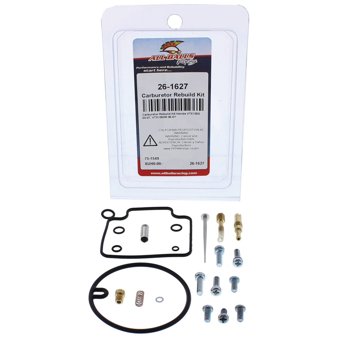All Balls Racing carburetor rebuild kit 26 1627 Honda VTX 1300 2003 2007 3P Racing