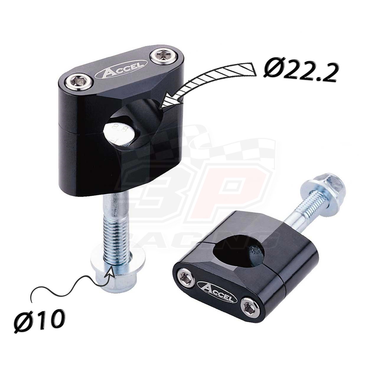 Accel Bar mount kit 34mm height for 22.2mm bar Black AC-BM-02-22-F10 ...