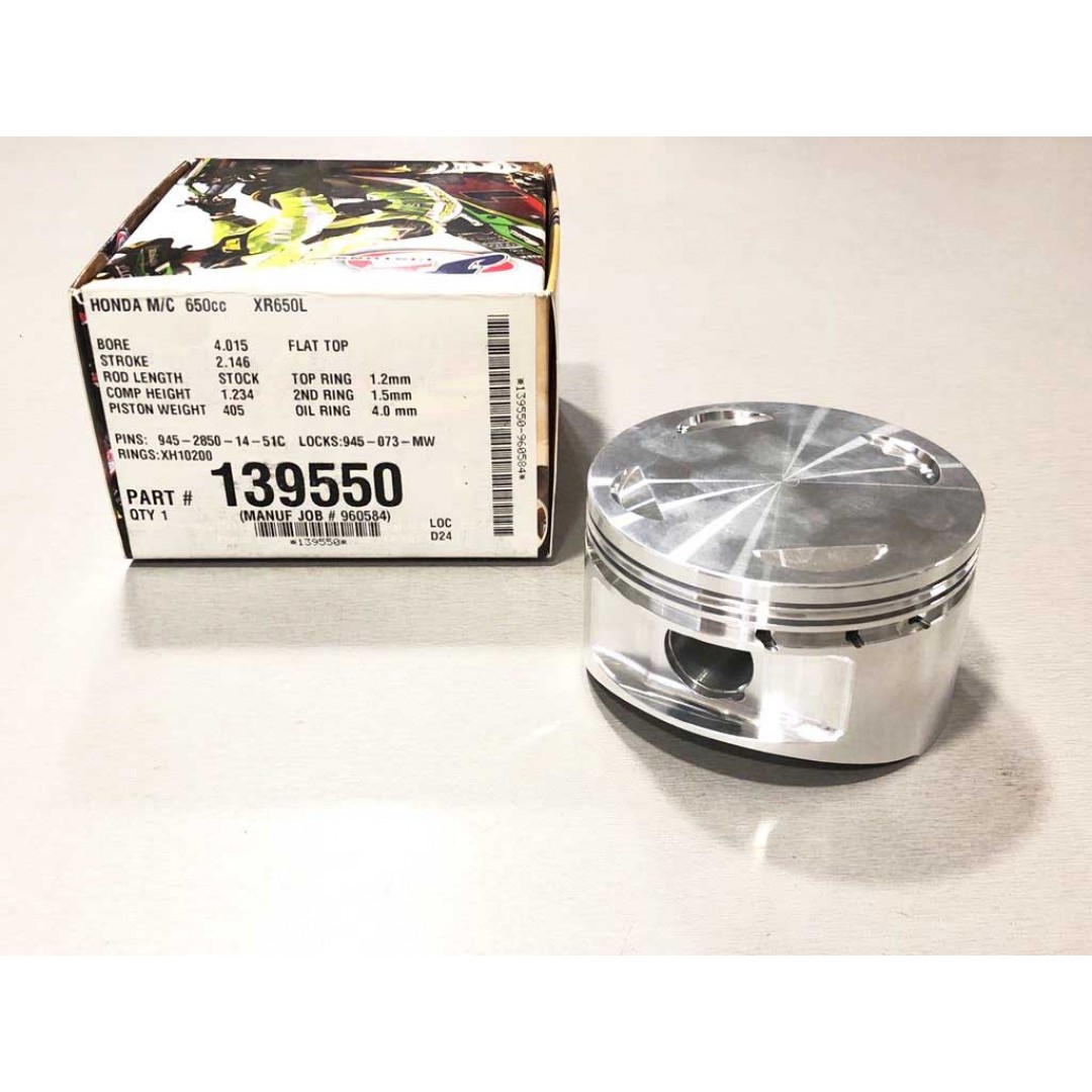 JEpistons 139550 forged overbore 102mm +2mm piston kit High Compression 11.25:1 for Honda XR650L, XR650C, FMX650, SLR650, NX650 Dominator. Forged piston. Diameter : 102.00mm (+2mm). High Compression Ratio : 11.25:1. Piston rings, pin and Circlips