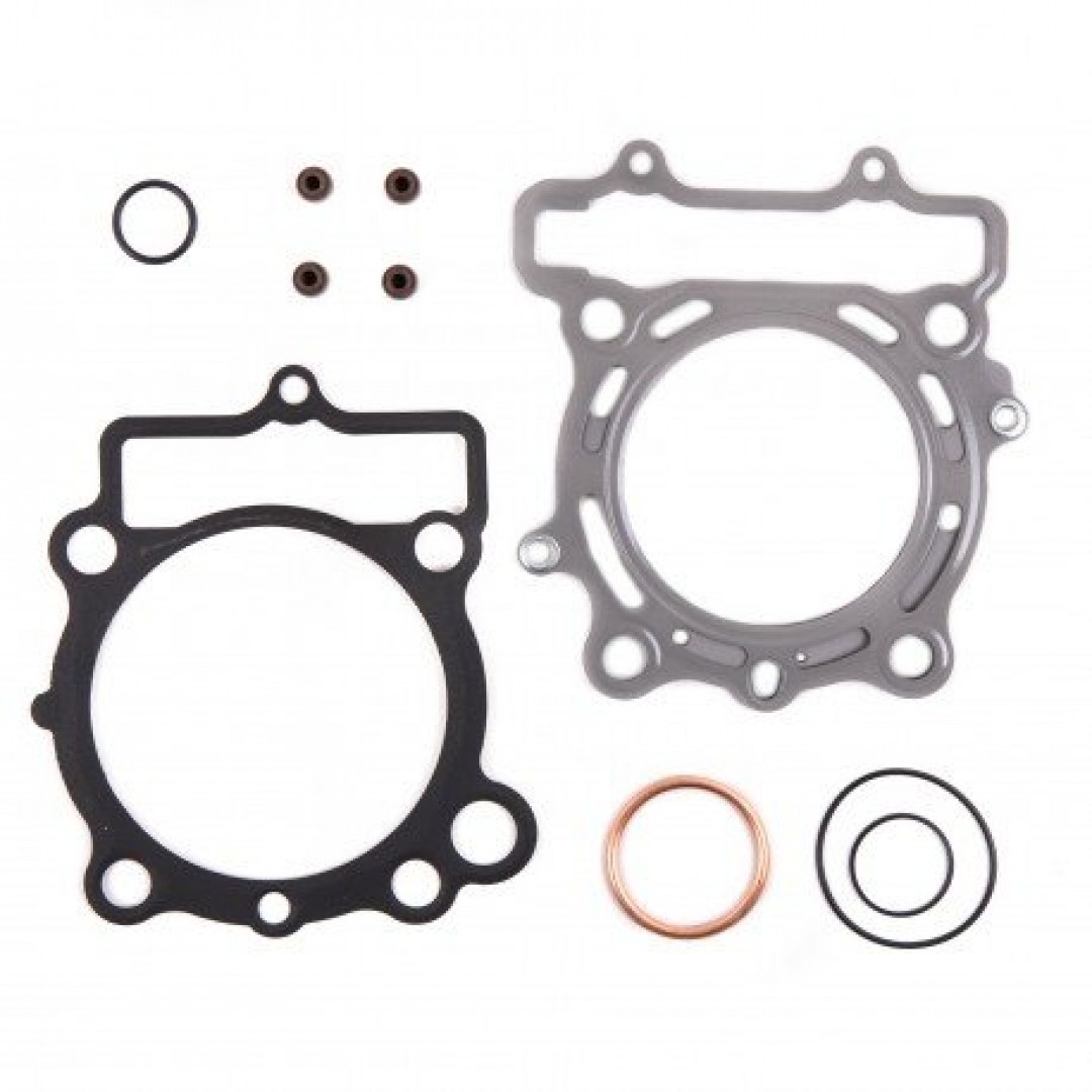 ProX 35.4317 top end gasket kit for Kawasaki KXF250 KX250F KX 250F 2017 2018. Set includes all necessary gaskets, rubber parts and valve seals for a complete top end rebuild.