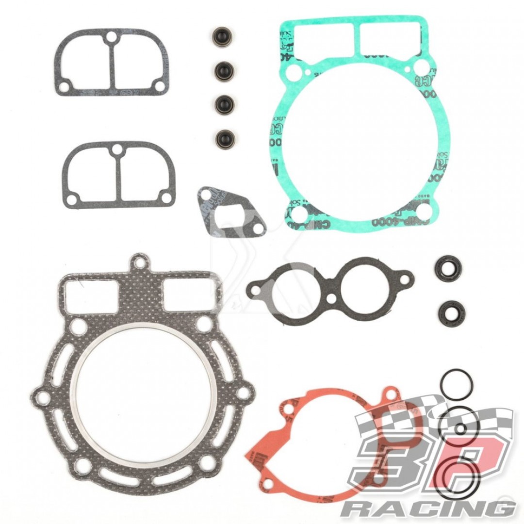 ProX 35.6420 cylinder head and base gaskets kit with valve seals, rubber rings and exhaust gaskets for KTM EXC400 2000 2001 2002, SX400, EXC450 Racing 2003 2004 2005 2006 2007.