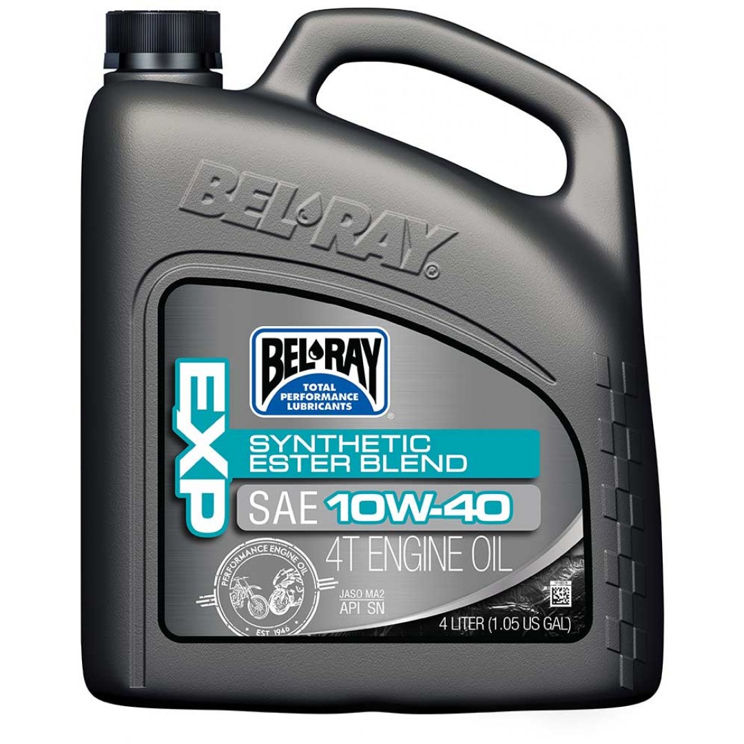 BelRay 99120-B4LW EXP 1040 10w40 Synthetic ester blend 4stroke Engine Lubricant 4L 975-04-310401 for all 4-stroke engines. Blended with select synthetic and petroleum components.Premium anti-wear properties. Superior transmission and wet clutch performanc