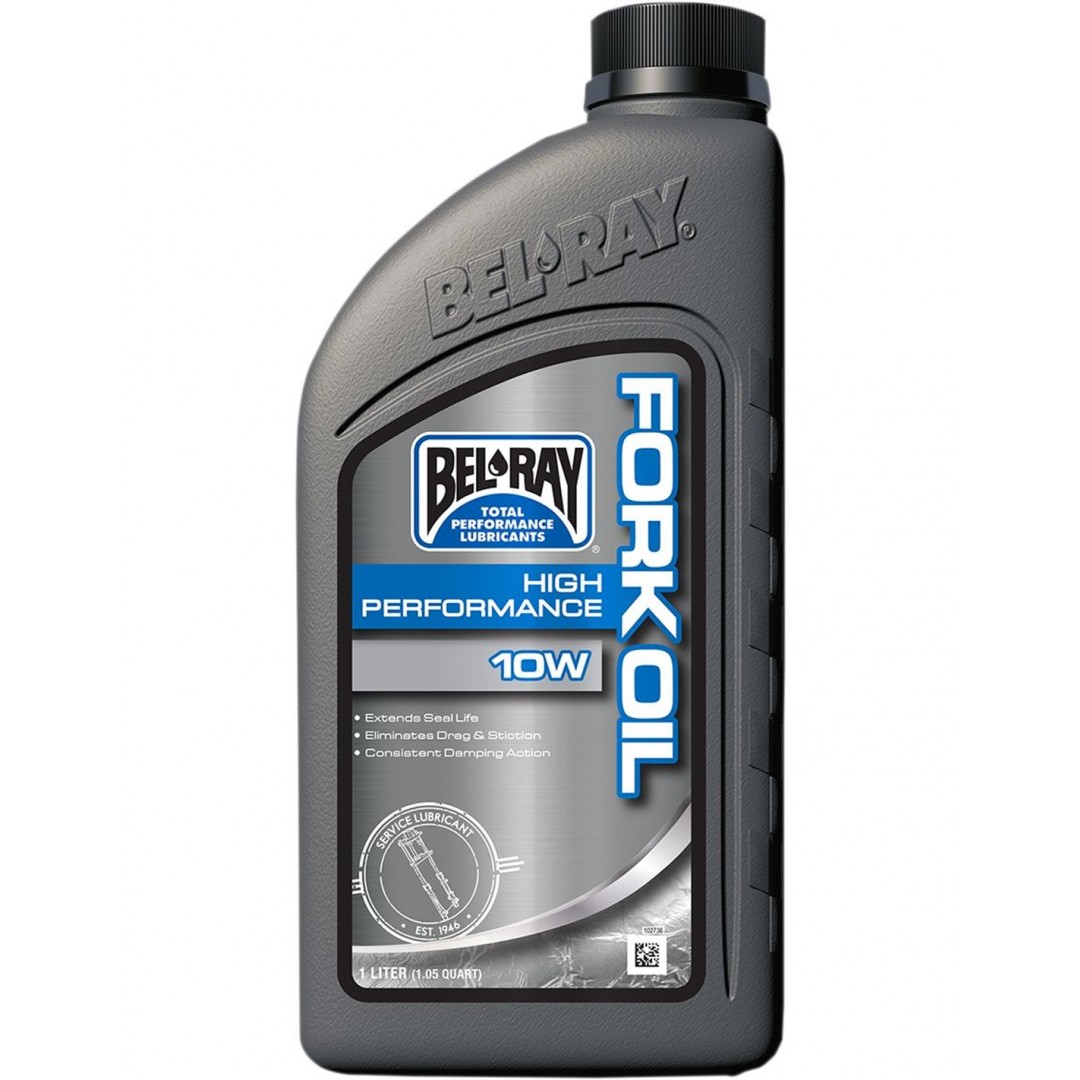 BelRay 99320-B1LW front forks lubricant liquid 10W 975-05-101001 for all motorcycles front suspension. High-viscosity base oils, formulated for front forks. Reduces fade for smooth operation. Eliminates stiction and drag, improving fork action. Anti-wear 