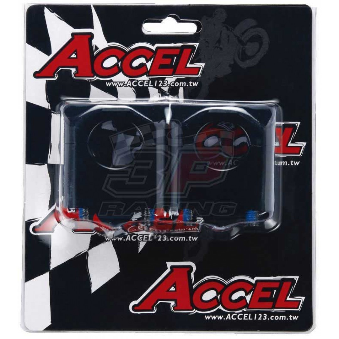 Accel CNC motorcycle handlebar risers - spacer kit with 35mm height. For all bikes with 22.2mm steering bar - Universal. P/N: AC-BM-09-22.2. CNC machined. Bar bore: 22.2mm. Raised Height: 35mm