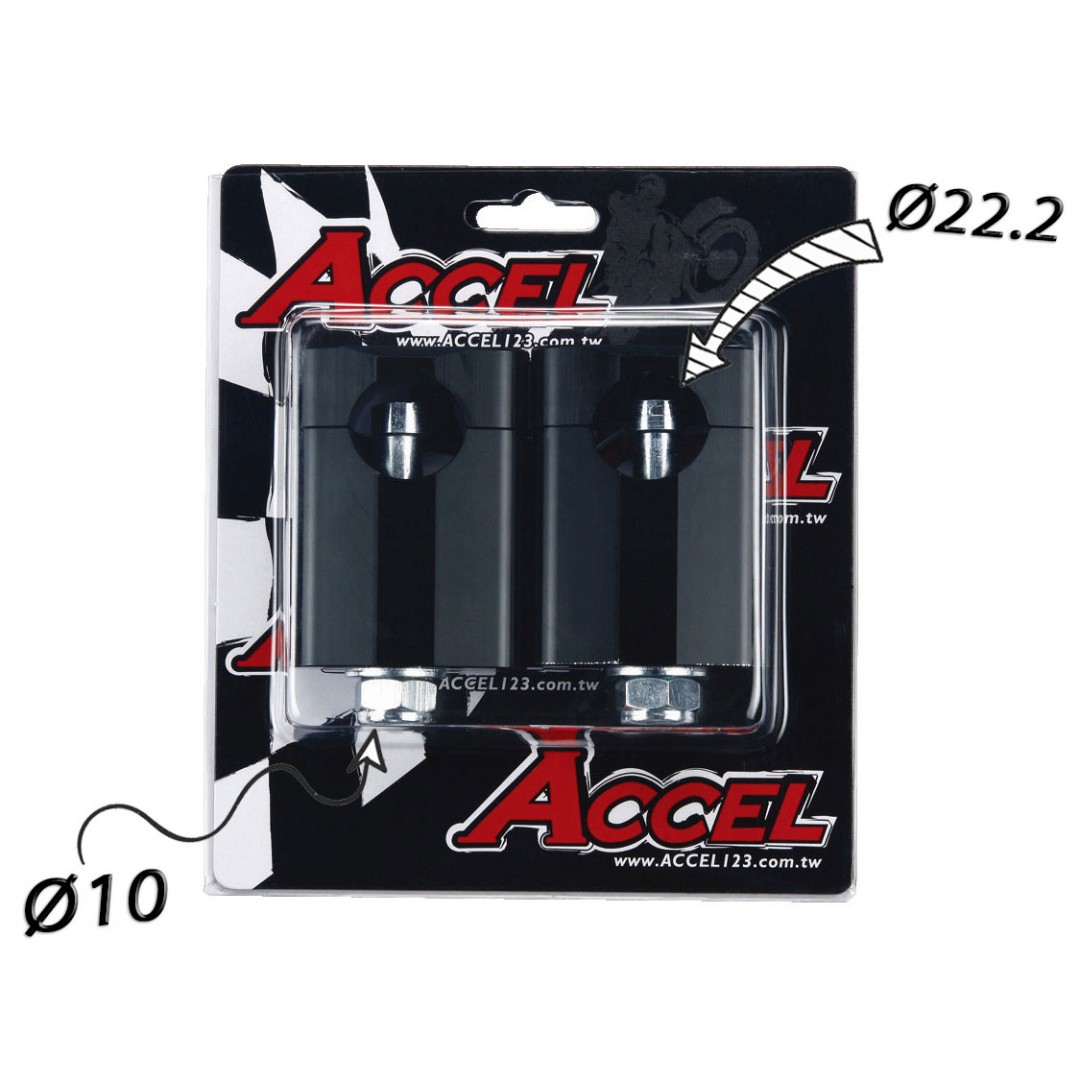 Accel Bar mount kit with 10mm bolt & 58.5mm height for 22.2mm bar - Black AC-BM-16-22-F10 Universal