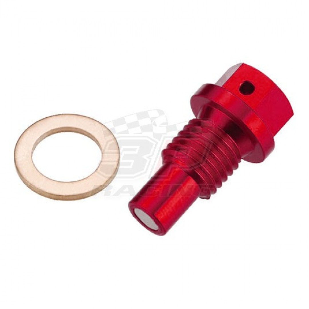 Accel MDP-07 CNC Red magnetic oil drain plug 58030021000 for GasGas MC50 MC65 MC85 MC125 MC250 MC250F MC350F MC450F EC250 EC300 EC250F EC350F EC450F EX250 EX300 EX250F EX350F EX450F. P/N: MDP-07 red