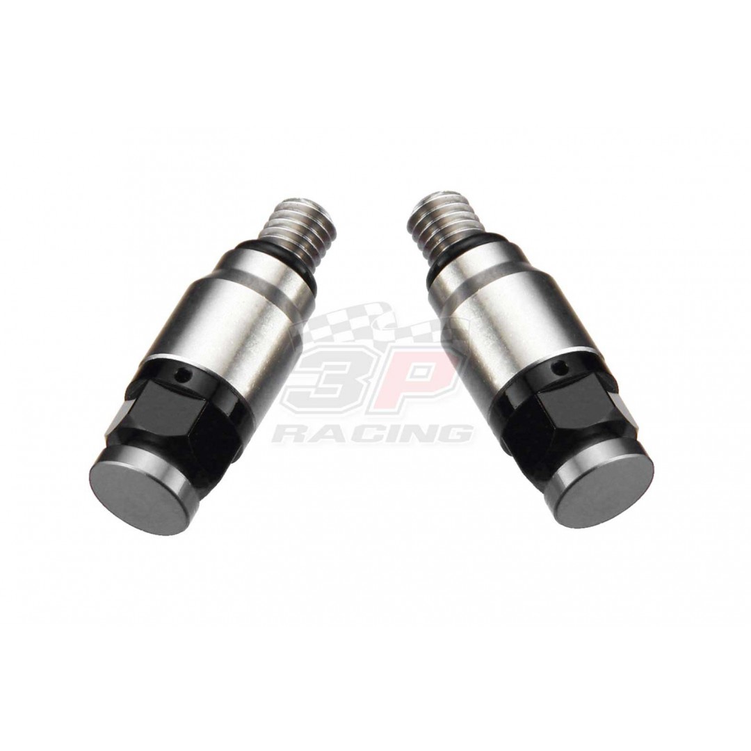 Accel pressure relief valve kit for Showa & Kayaba. Replacement of OEM fork bleeder screws on Showa & Kayaba forks. With M5xP0.8 screw thread. *Set of 2* -CNC machined. -Made from AL6061-T6 alloy. -Anodized. P/N: AC-PRV-01-SR