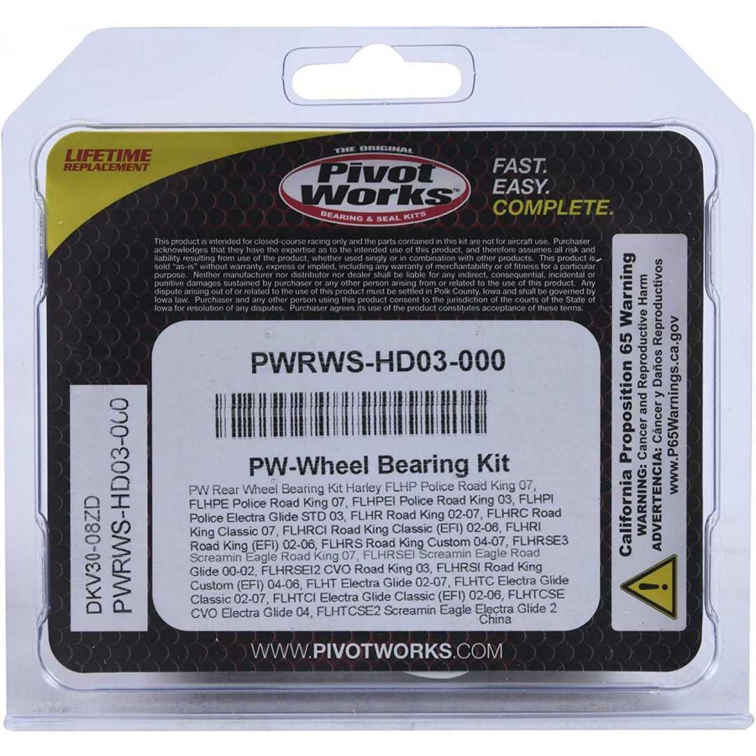 Pivot Works rear wheel rebuild kit PWRWS-HD03-000 Harley Davidson
