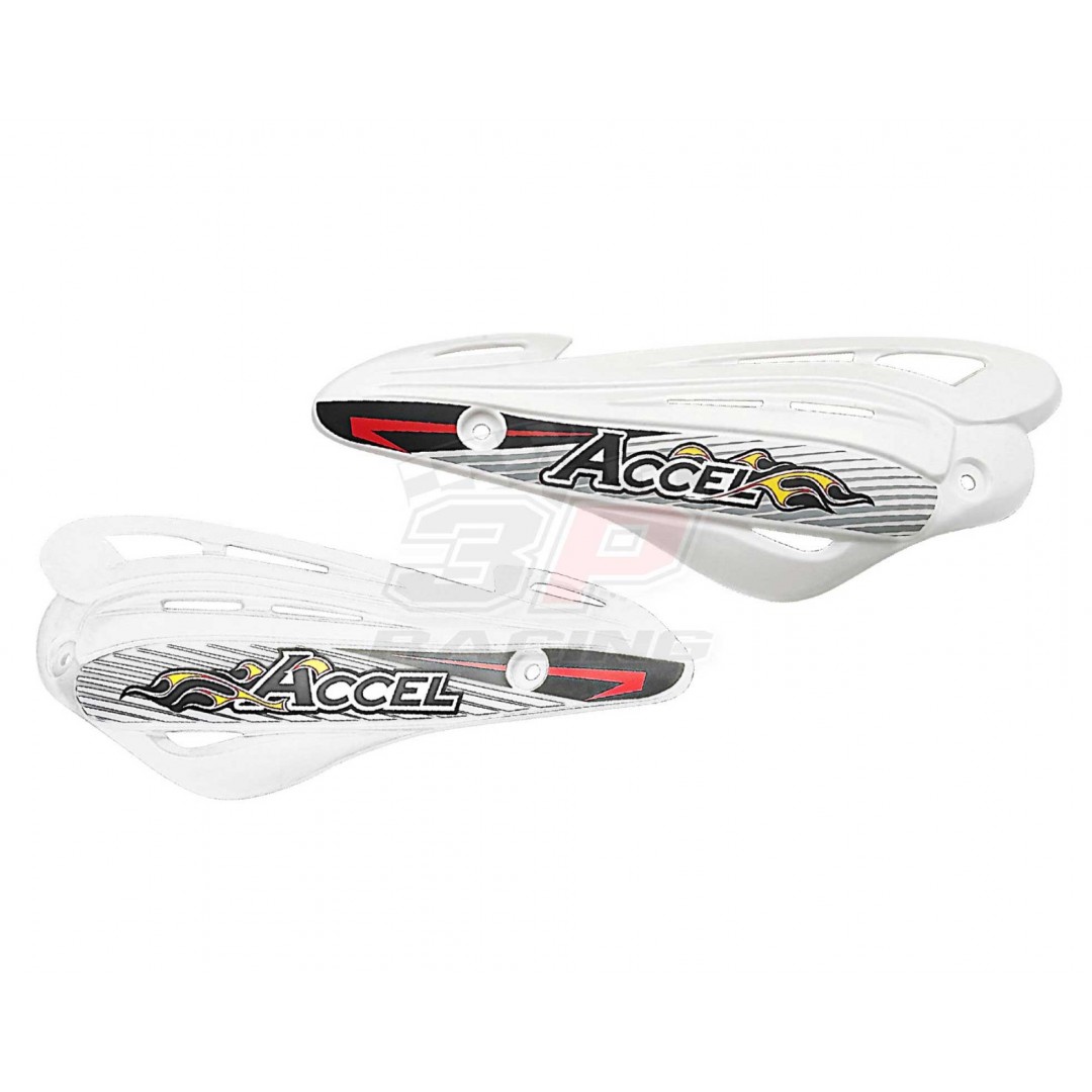 Accel enduro plastic shields / handguards (HGS-10 replacements only)- White AC-SD-10-WH
