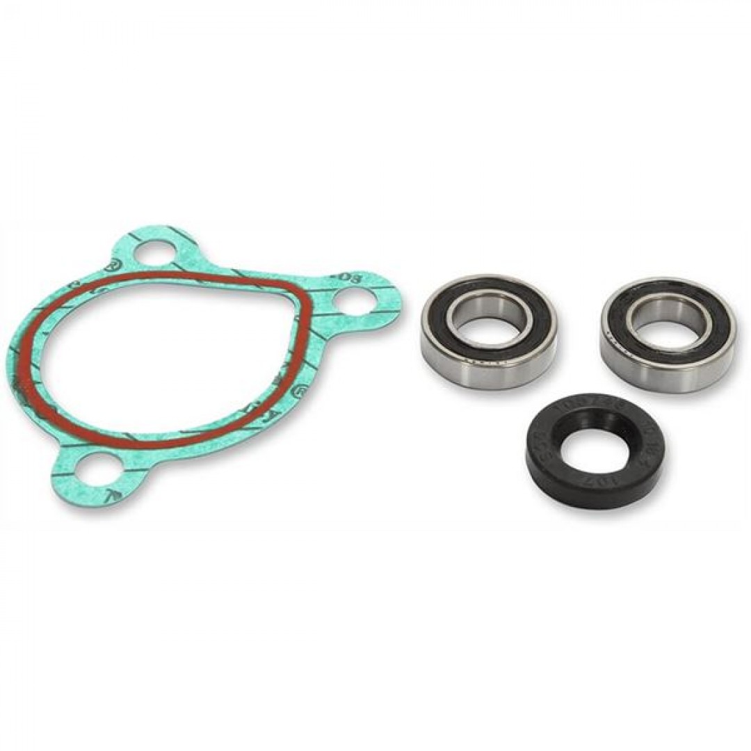 HotRods water pump gasket repair set for KTM SX50 SX50LC SX50PRO PRO JR LC 2002 2003 2004 2005 2006 2007 2008. Water pump shaft bearings and seals to repair a leaking pump or failed bearing. WPK-0068
