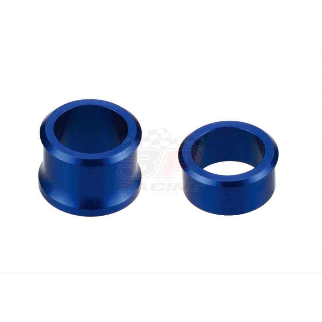 Accel CNC frontwheel Blue spacer kit for Yamaha YZ125, YZ250, YZ250X, YZ250F YZ 250F YZF250, YZ450F YZ 450F YZF450. Yamaha OEM 5XC-25183-G0-00 5XC-25186-G0-00. Billet aluminum alloy. Color anodized. P/N: AC-WSF-02-BL