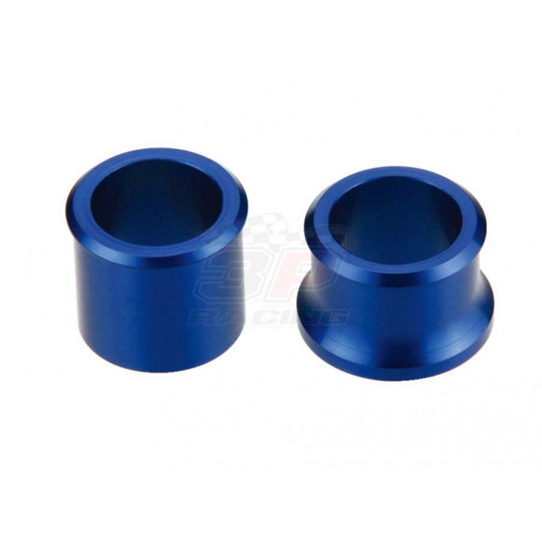 Accel CNC frontwheel Blue spacer kit for Yamaha YZ125 YZ250 YZ250F YZF250 YZ426F YZF426 YZ450F YZ 450F YZF450, WR250F WRF250 WR426F WRF426 WR450F WRF450. Yamaha OEM 5NY-25183-00-00 5NY-25186-00-00. Billet aluminum alloy. Color anodized. P/N: AC-WSF-03-BL