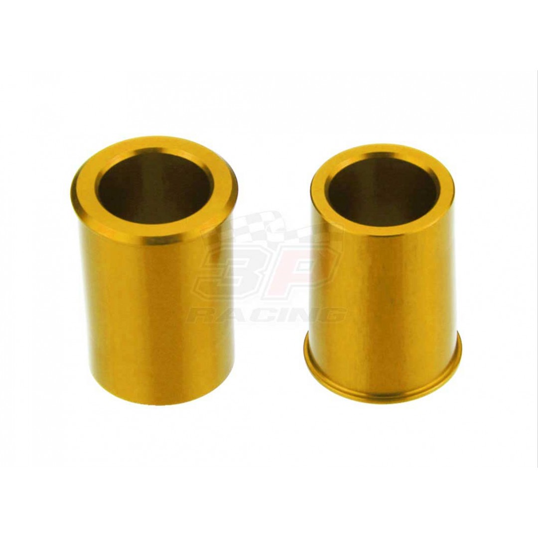 Accel CNC Gold frontwheel spacer kit for Suzuki RM125, RM250. Suzuki OEM 54741-37F00 54741-37F01. Billet aluminum alloy. Color anodized. P/N: AC-WSF-05-GD
