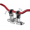 Accel CNC Universal handlebar riser kit which allows you to change the bar's angle, turn it closer to ride or further away. Has a 50mm height between mounts and fits 22.2mm bars. Conversion stays at 22.2mm. P/N: AC-TBM-01-22.2