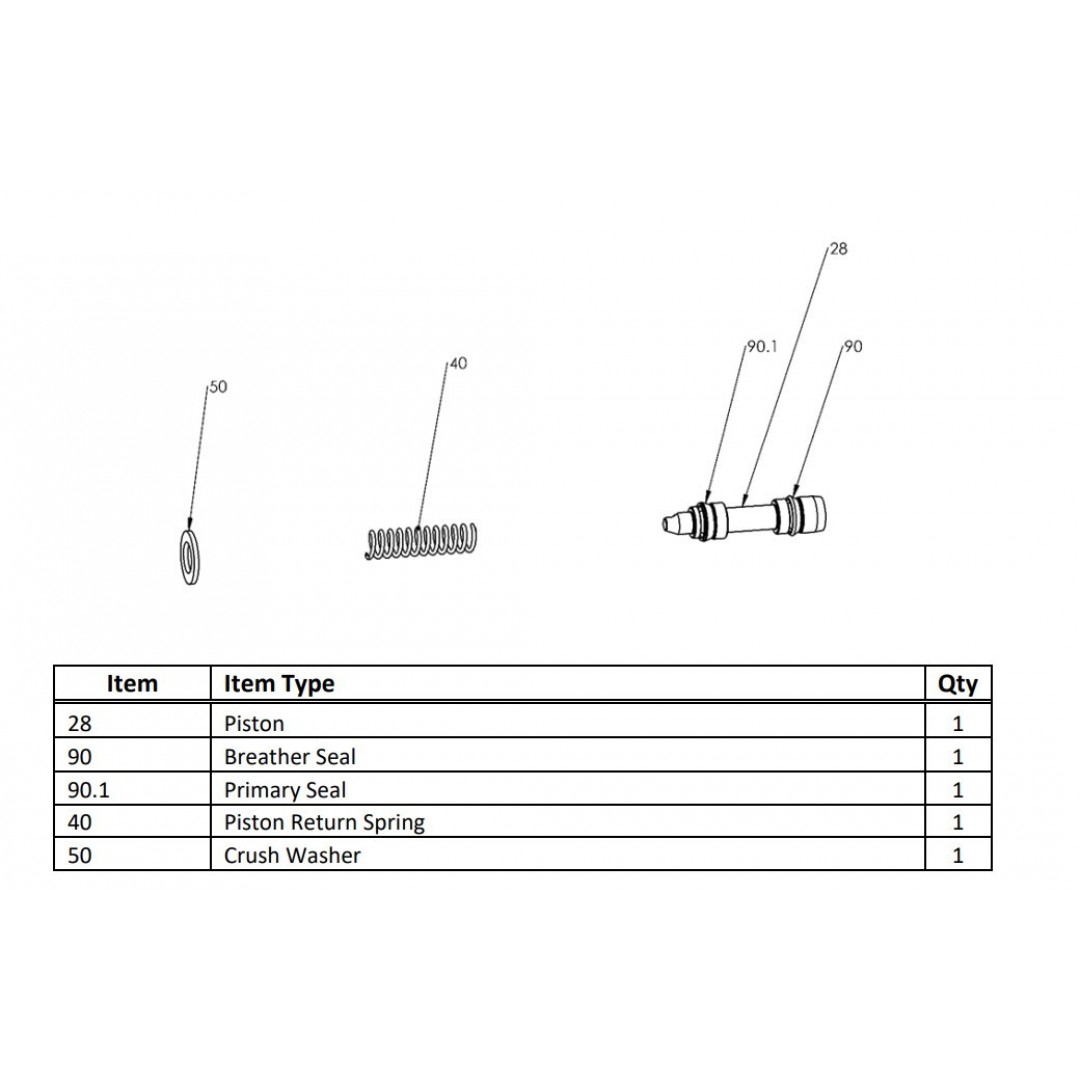 Rekluse LHRB left hand rear brake master cylinder rebuild kit RMS-2200001