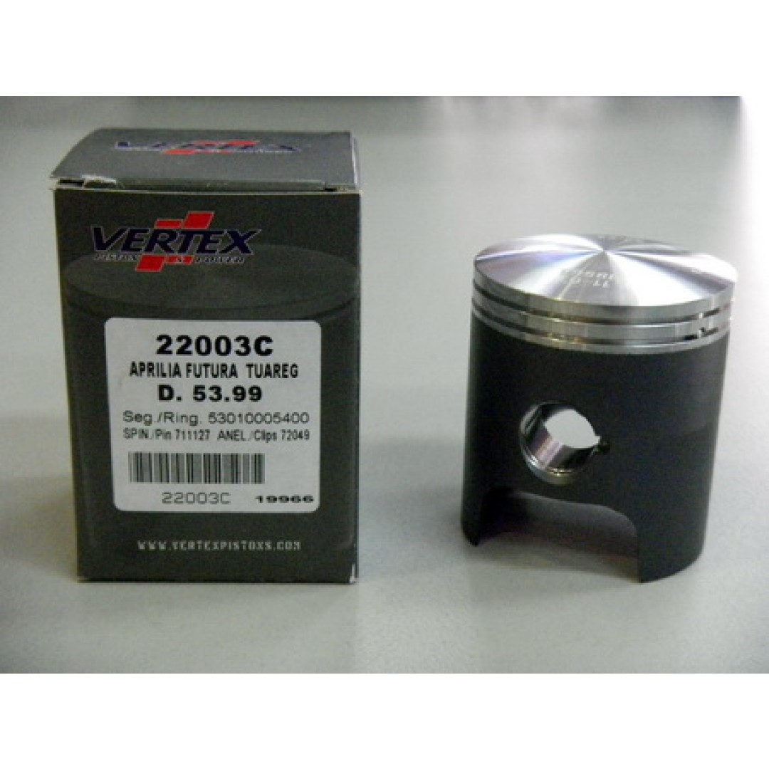 Vertex piston kit for Aprilia 125cc RS125 MX125 SX125 AF-1 125, RX125, RedRose 125, Rally125, Pegaso125 Tuono125 Europa125 .P/N:22003, Diameter: 53.98mm(22003B), 53.99mm(22003C), 54.00mm(22003D), 54.01mm(22003E), 54.02mm(22003F). 
