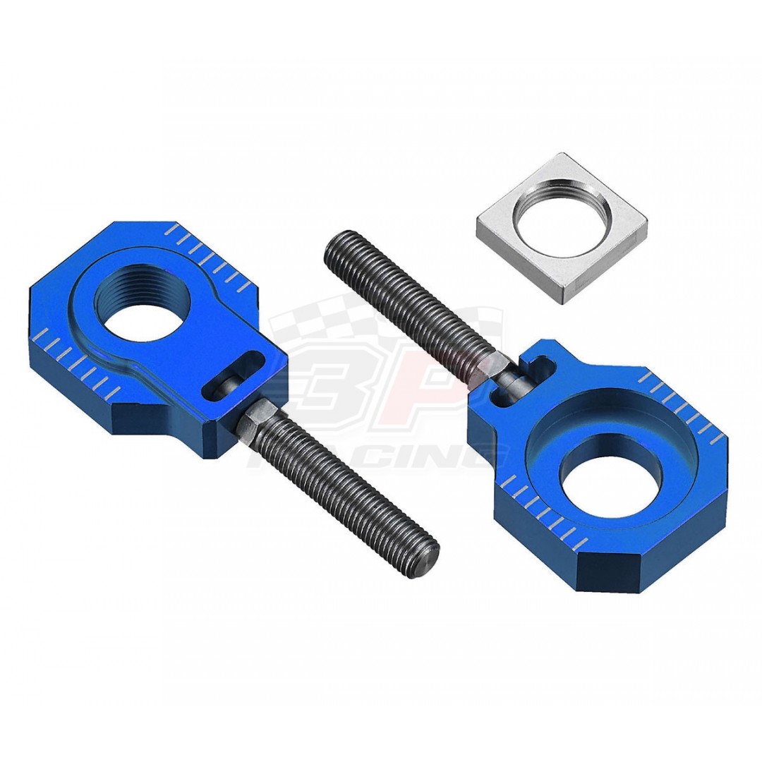 Accel CNC Dirt bike Blue chain tensioners - adjusters for Husqvarna TC85 2014-2020, KTM SX85 2003-2020, Freeride250 250R 250F, Freeride350. Husqvarna OEM 47010085044 70010085044 70010084000. P/N: AC-AB-29-BLUE. 