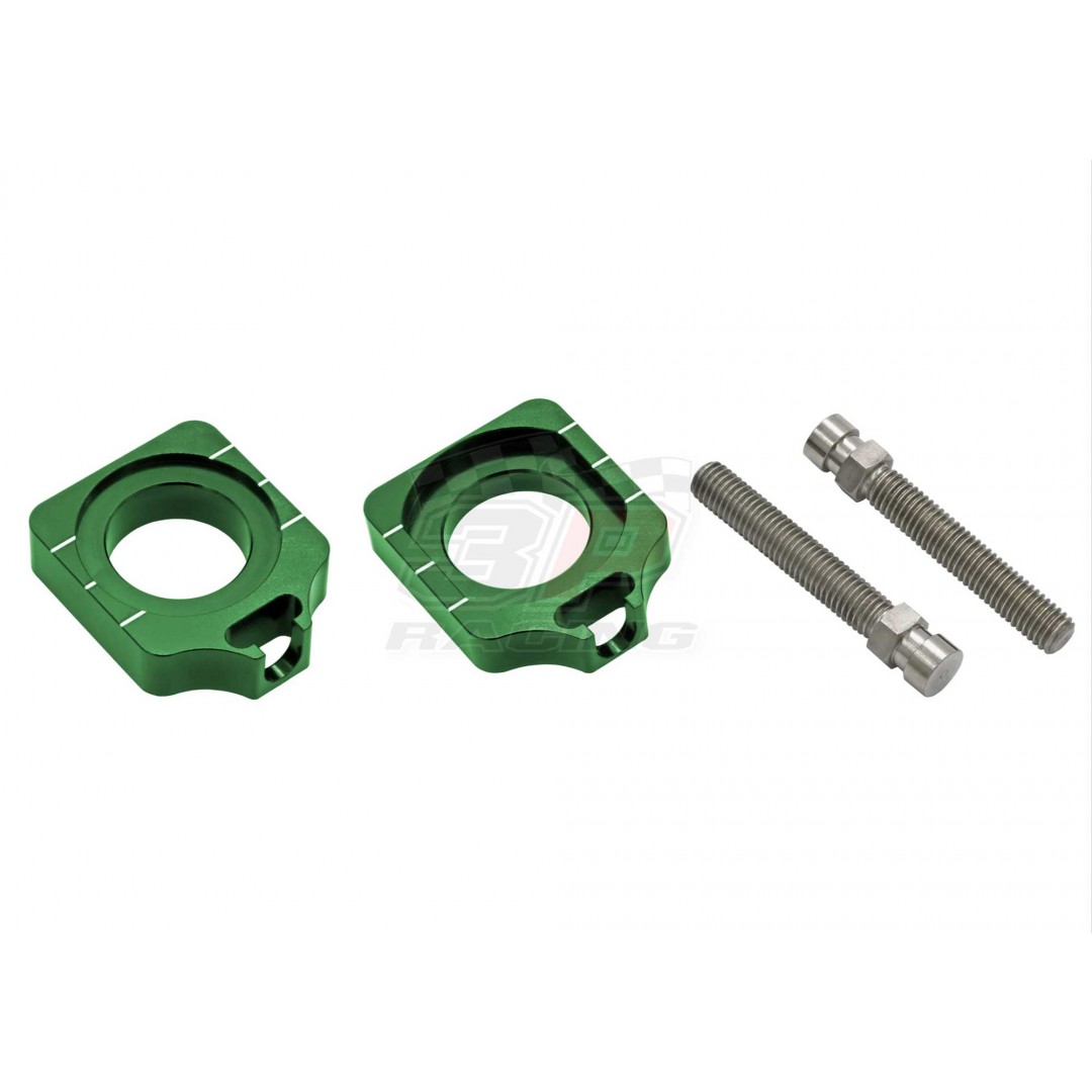 Accel CNC Dirt bike Green chain tensioners - adjusters for Kawasaki KX250F KX 250F KXF250 2017-2020, KX450F KX 450F KXF450 2016-2020. Kawasaki OEM Rear wheel Tensioner 33040-0050 33040-0080