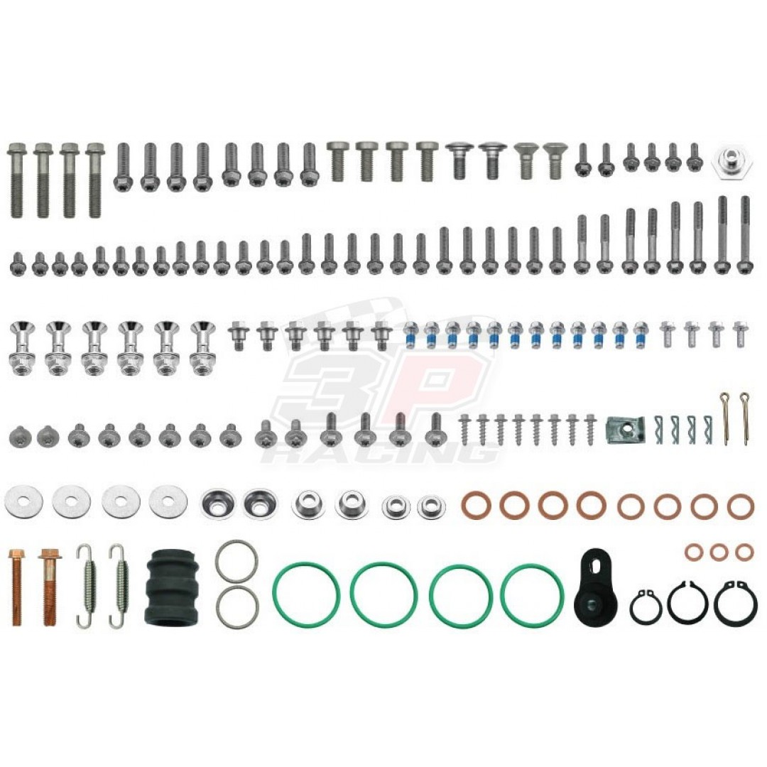 Accel BKP-502 repair bolts pack including all bolts, screws, nuts & spacers, also exhaust springs and rubber for KTM 2stroke SX85 SX125 SX144 SX150 EXC125 2002 2003 2004 2005 2006 2007 2008 2009 2010 2011 2012 2013 2014 2015 2016 2017 2018 2019 2020 2021 