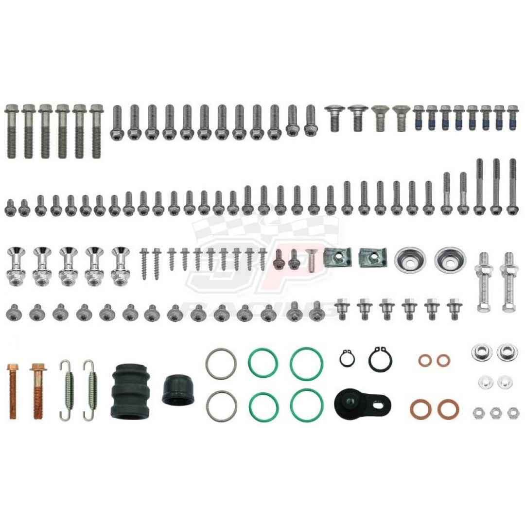 Accel BKP-503 repair bolts pack including all bolts, screws, nuts & spacers, also exhaust springs and rubber for KTM 2stroke SX50 SX65 2002 2003 2004 2005 2006 2007 2008 2009 2010 2011 2012 2013 2014 2015 2016 2017 2018 2019 2020 2021 2022 2023