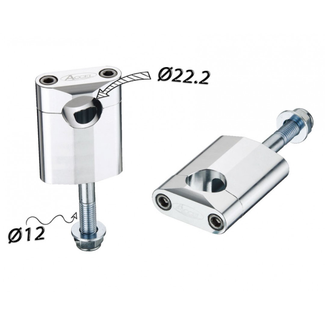 Accel Bar mount kit with 12mm bolt & 58.5mm height for 22.2mm bar - Silver AC-BM-16-22-F2S Universal
