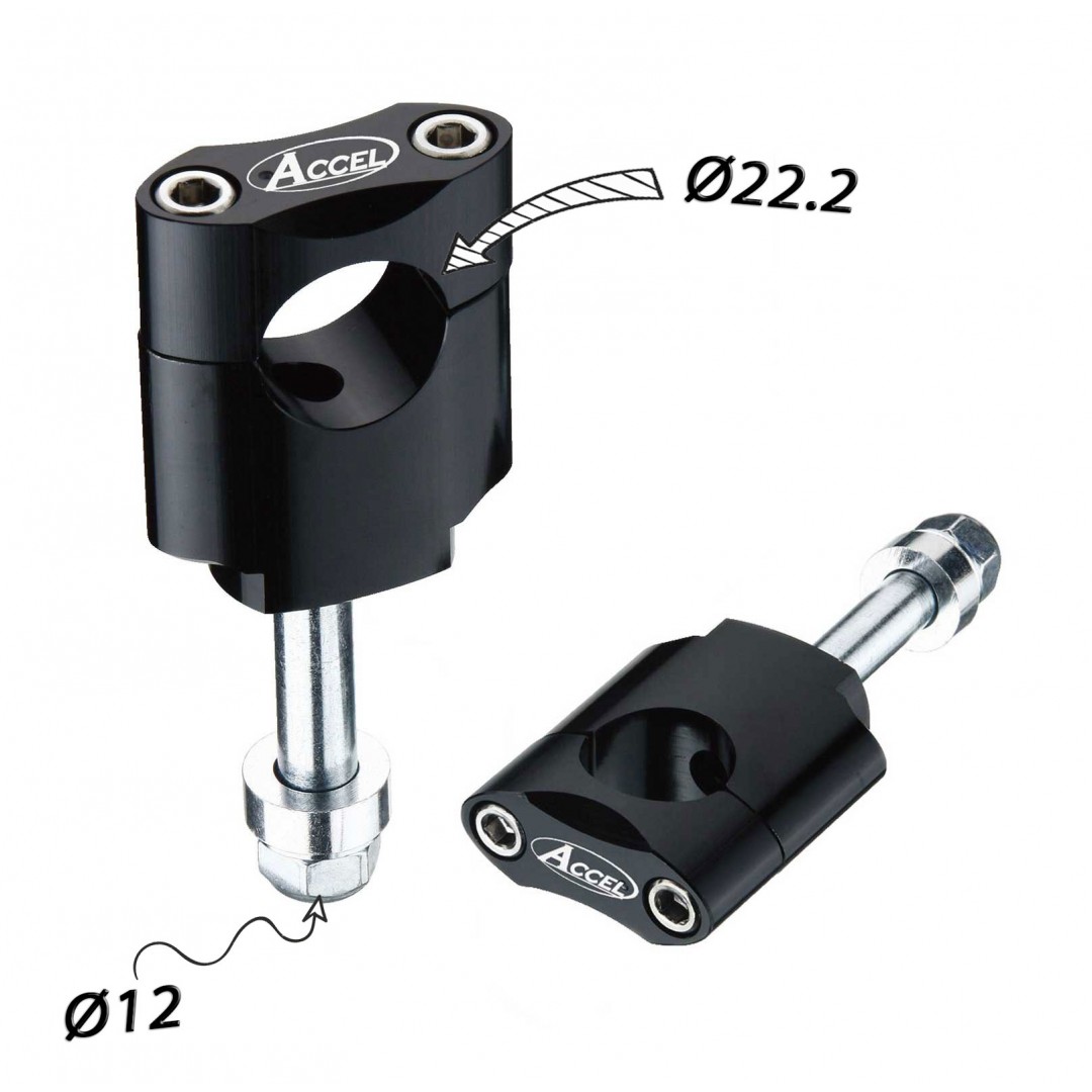 Accel Bar mount kit with 12mm bolt & 45mm height for 22.2mm bar - Black AC-BM-13-22-F12 Universal
