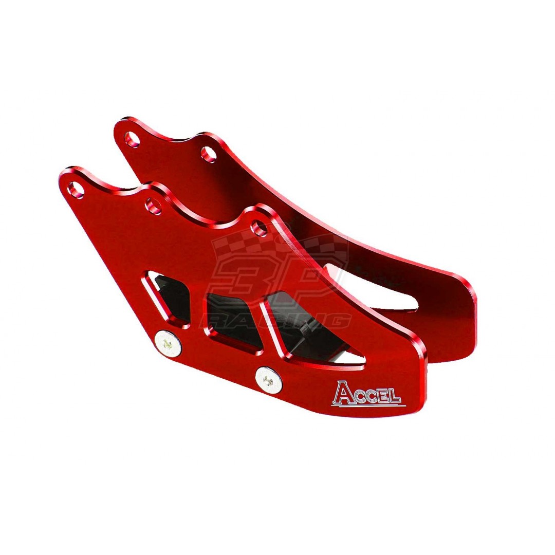 Accel Red chain guide for Kawasaki KX250F KX 250F KXF250 2006-2008, KX450F KX 450F KXF450 2006-2008, KLX450 KLX450R 2008-2017. P/N: AC-CG-07-RED. Made from high quality aluminum alloy. -CNC machined. -Color anodized. 