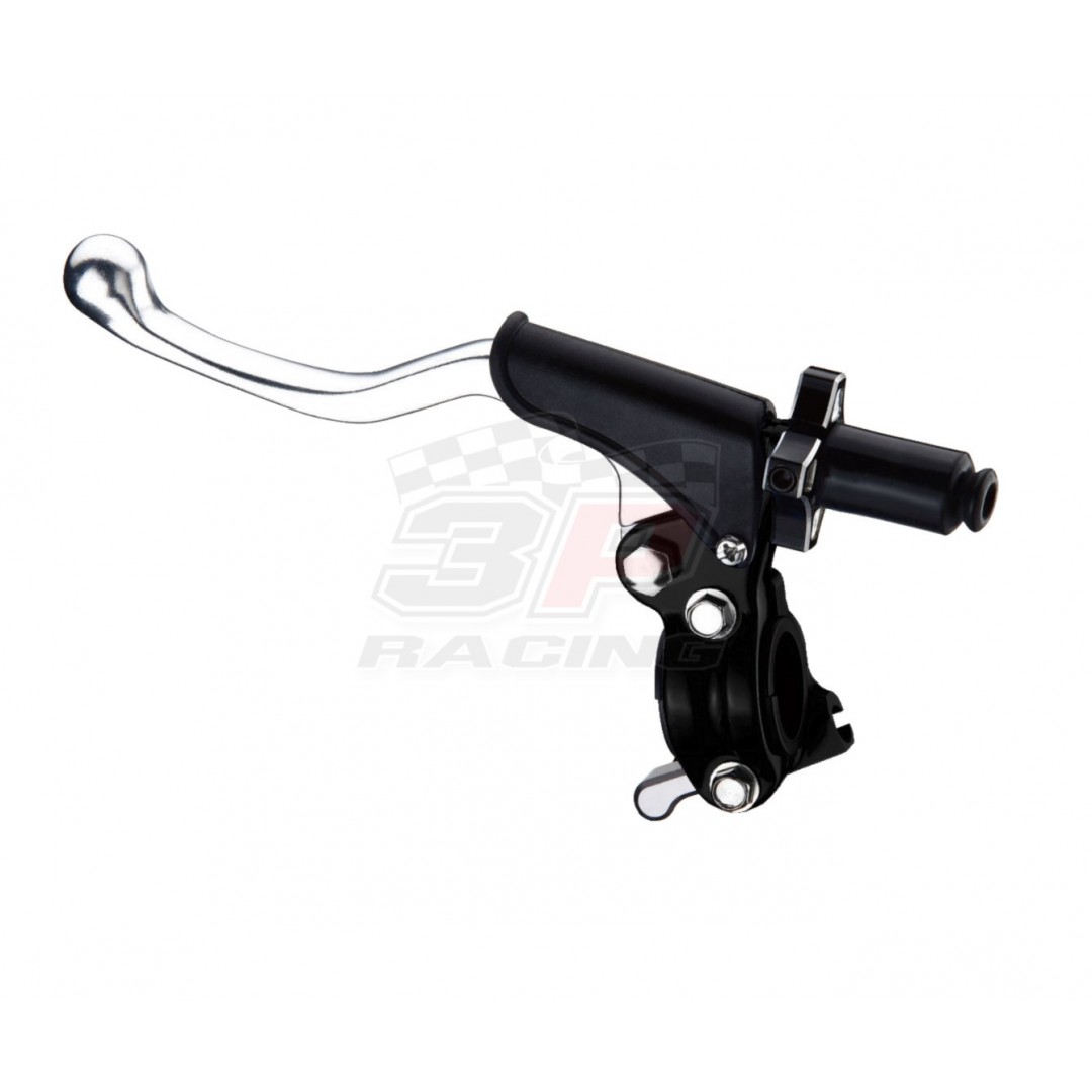 Universal high performance clutch lever, Short type with perch & Hot starter - Black. Forged with genuine billet aluminium for extra durability. Clamp and adjuster made from high standard aluminium alloy. CNC machined. P/N: AC-CL-06-BLACK