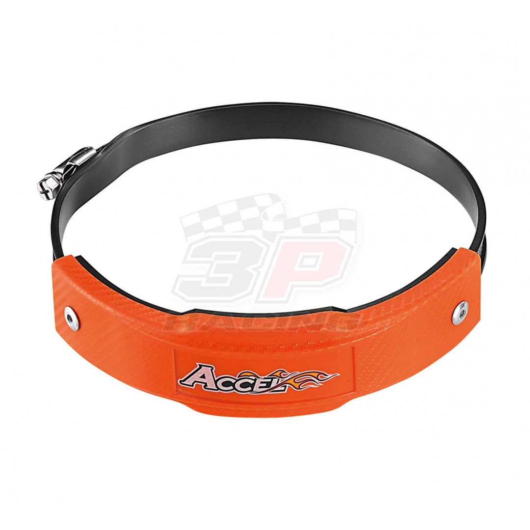 Hard & durable plastic ring cover protector that protects the exhaust pipe from damage when falling, crushing and more. Protection ring diameter 6'' . Large size - Fits 127-152mm pipes. Orange color . P/N: AC-EPG-01-OR
