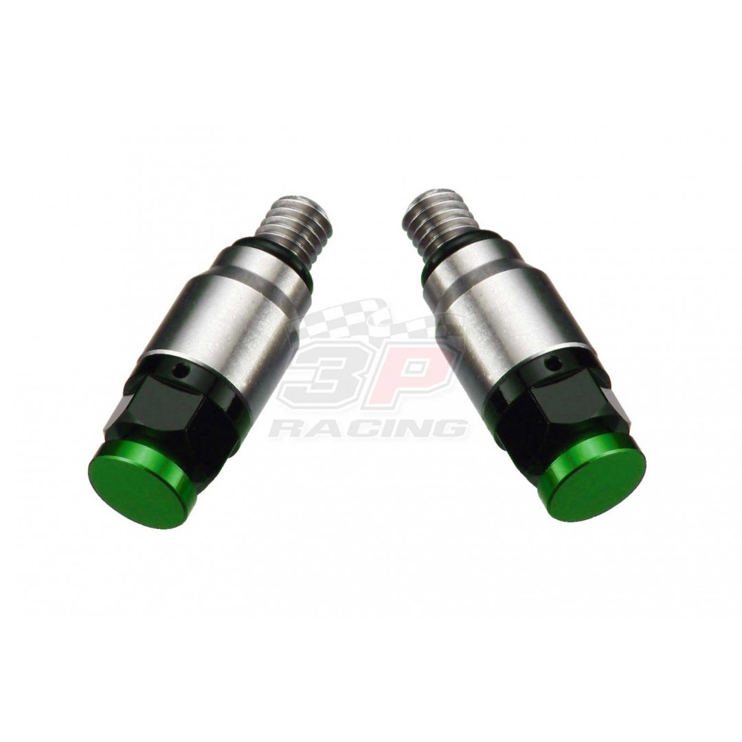 Accel pressure relief valve kit for Showa & Kayaba. Replacement of OEM fork bleeder screws on Showa & Kayaba forks. With M5xP0.8 screw thread. *Set of 2* -CNC machined. -Made from AL6061-T6 alloy. -Anodized. P/N: AC-PRV-01-GR