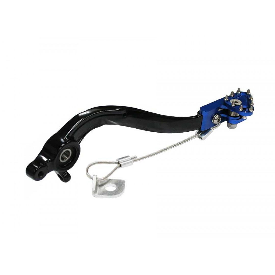 Professional grade CNC Black & Blue brake pedal for Husqvarna TE150 TE250 TC250 TE300 TX125 TX300, FE250 FE350, KTM SX250 EXC250 EXC300, EXCF250 EXC-F250, EXCF350 EXC-F350, EXC150. Replaces Husqvarna OEM 55413050044. 